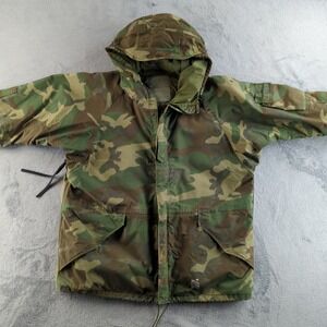Vintage 90s US Military Parka Mens XL Woodland Camo ECWCS Cold Alpha Industries